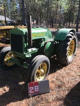 JOHN DEERE D, 69998, 1929, FLAT FRONT SPOKES, CUT OFFS ON BACK, NEW RUBBER ON FRONT, OLDER REST, RUN