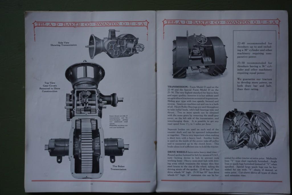 The Baker Line - Gas Engines, Steam Engines, & Grain Threshers.