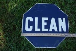 Porcelain "Clean" Sign