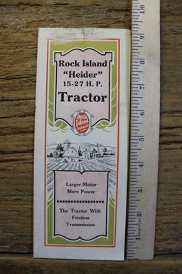 Rock Island "Heider" 15-27 HP Tractor Fold Out Brochure