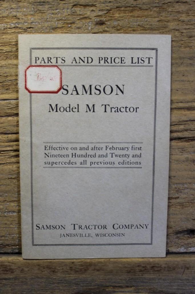 Samson Model M Tractor Parts and Price List