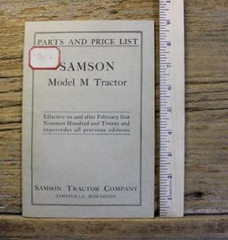 Samson Model M Tractor Parts and Price List