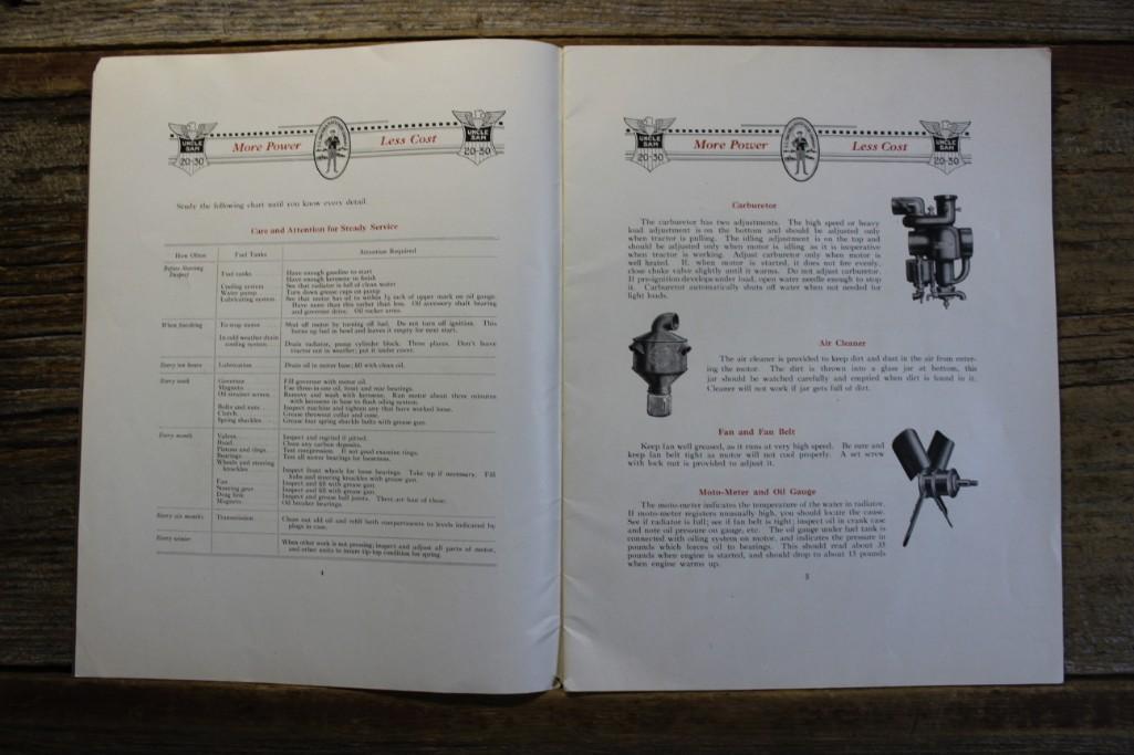 Instruction Book and Spare Parts List for Uncle Sam 20-30 Farm Tractor