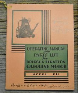 Operating Manual & Parts List for Briggs & Stratton Gasoline Engines