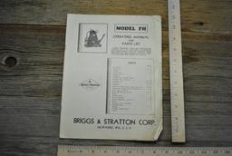 Operating Manual & Parts List for Briggs & Stratton Model FH