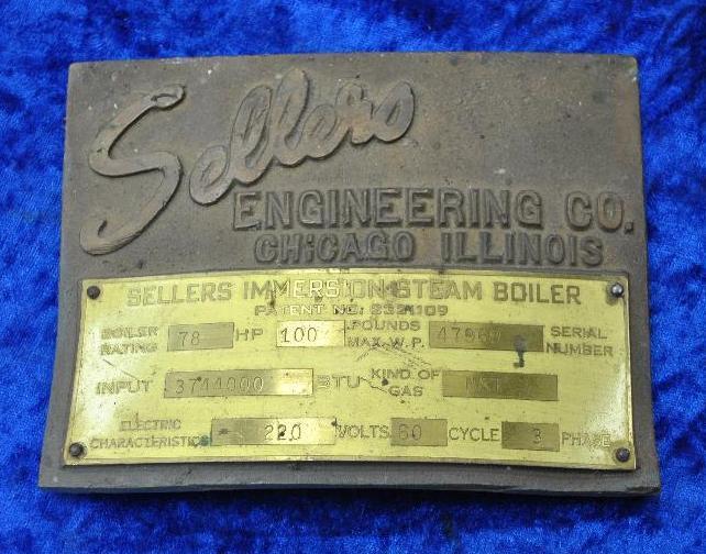 Sellers Engineering Co. Builders Plate