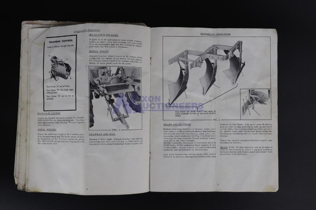 Operating Instructions for Allis-Chalmers WD45 and WD-52 & WD-53 Pick-Up Plows