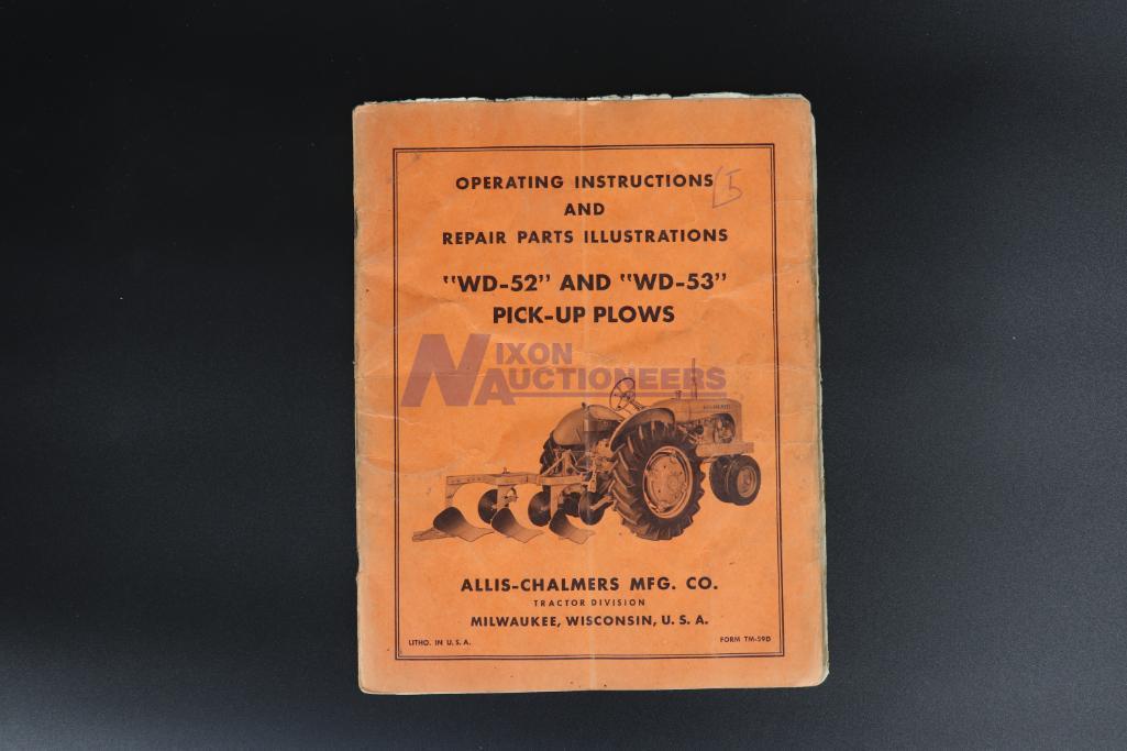Operating Instructions for Allis-Chalmers WD45 and WD-52 & WD-53 Pick-Up Plows
