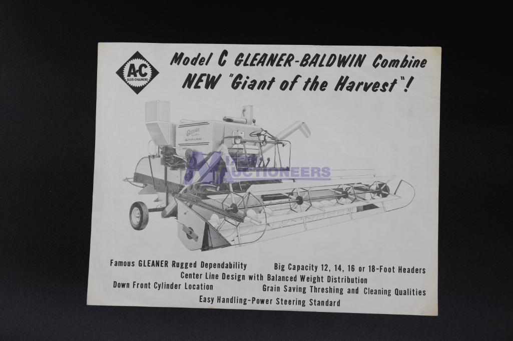 Eight Assorted Allis-Chalmers and Gleaner Combine Models K, F, G, & C Dealership Brochures