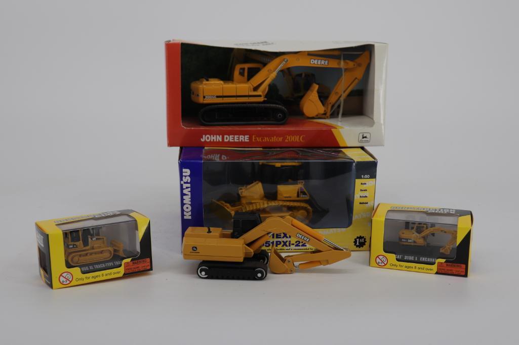 Lot of 5 JD Excavator 200LC, Komatsu D51 EXI-22, Two Caterpillar Construction Mini's & JD Excavator