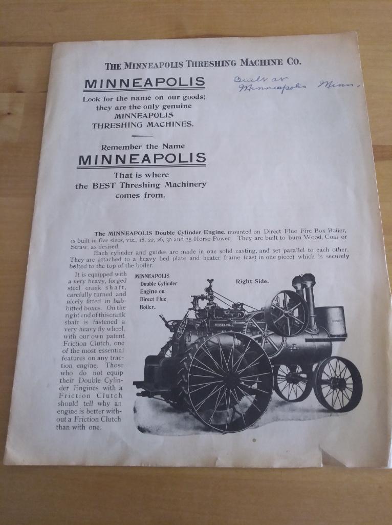 Rumely and Minneapolis Literature