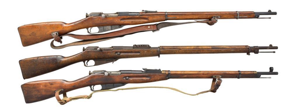 3 RUSSIAN MOSIN NAGANT BOLT ACTION RIFLES.