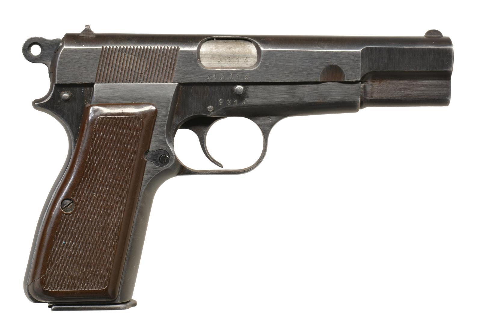 WARTIME FN FIXED SIGHT HI POWER SEMI AUTO PISTOL.