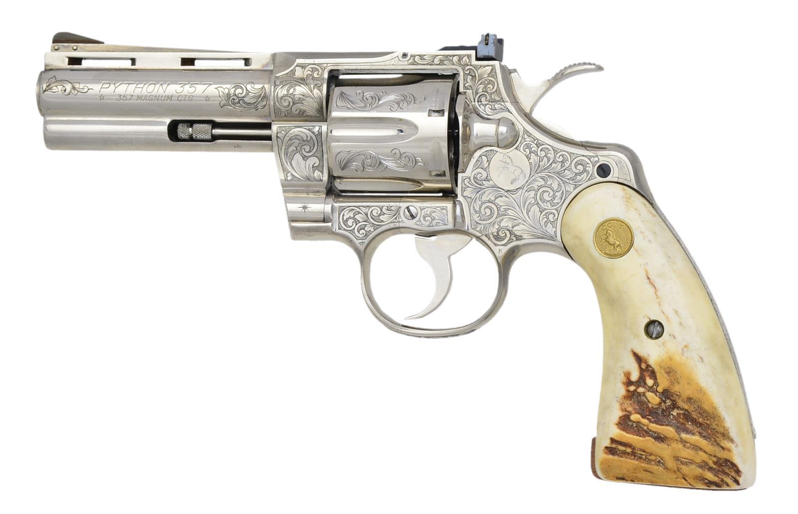 AUGIE LOPRINZI ENGRAVED COLT PYTHON DA REVOLVER.