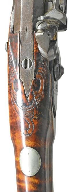 FINE EARLY GEORGE SMITH INCISE CARVED RIFLE.