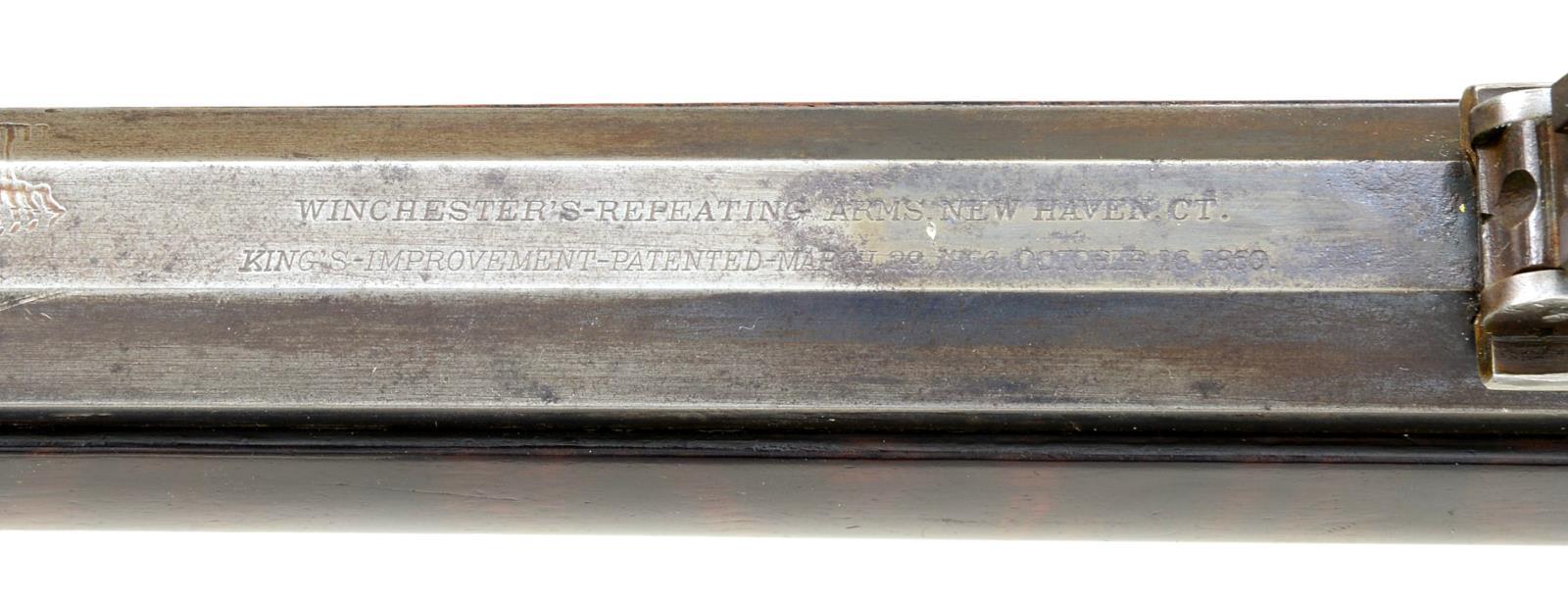 ENGRAVED WINCHESTER 1866 LEVER ACTION RIFLE.