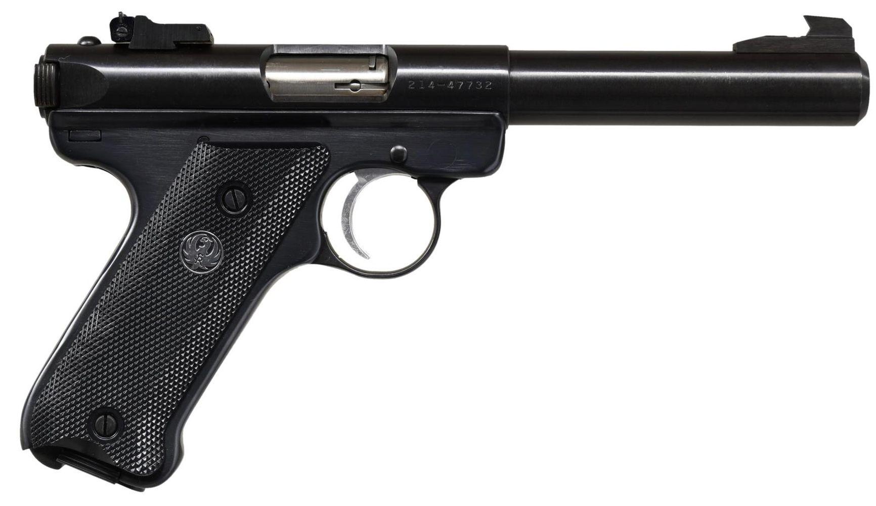 RUGER BLUED MARK II TARGET SEMI-AUTO PISTOL.