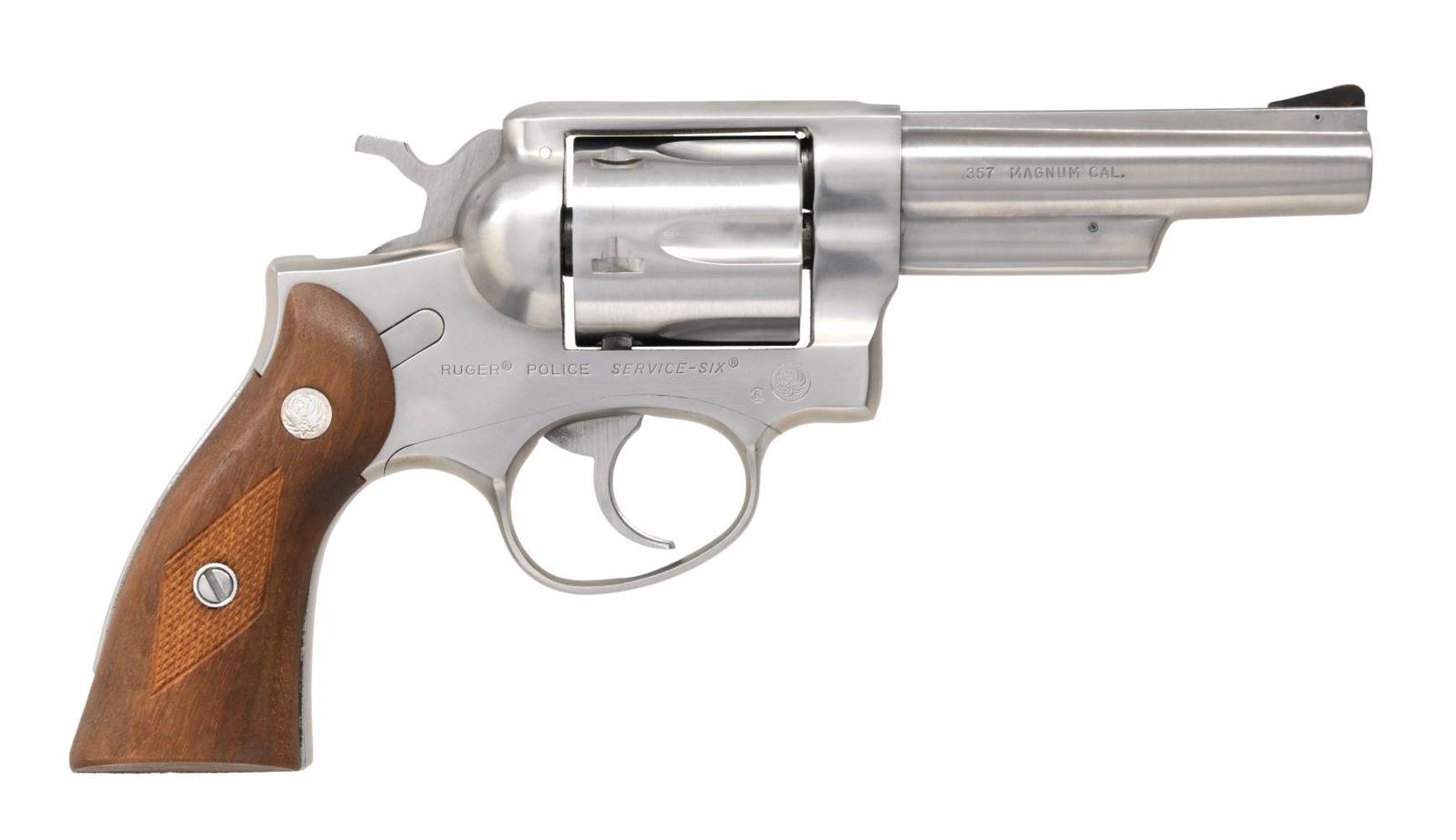 RUGER STAINLESS POLICE SERVICE-SIX DA REVOLVER.