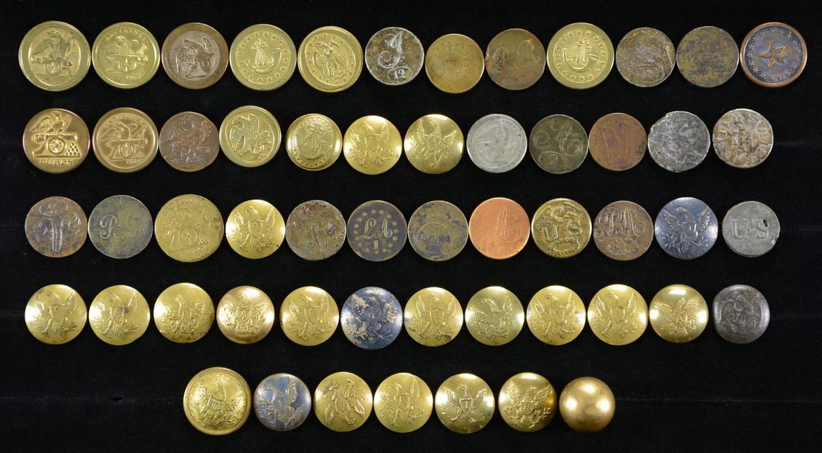 55 MOSTLY PRE-CIVIL WAR US MILITARY BUTTONS.