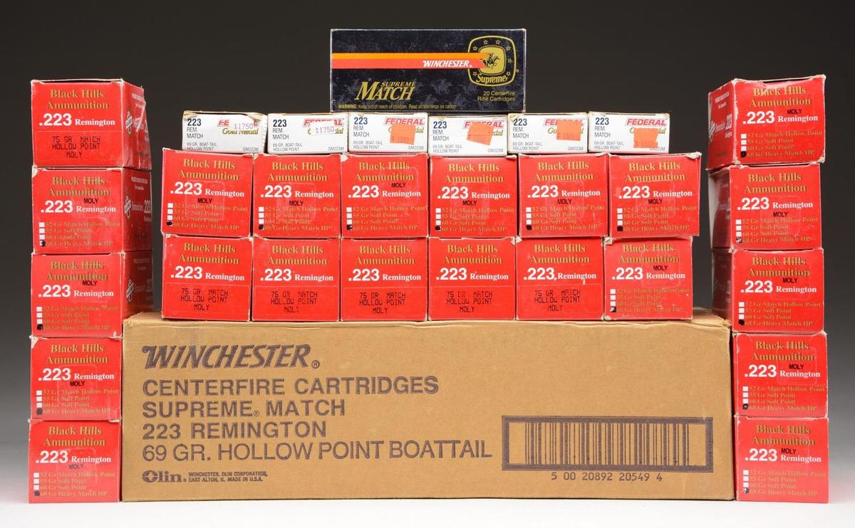 1 CASE & 29 BOXES (1,710 RDS.) 223 REM MATCH AMMO.