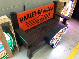 Harley Davidson bench with bottle opener