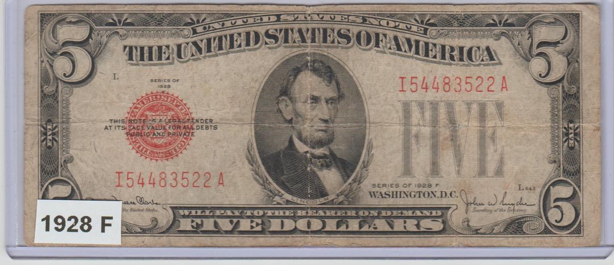 1928 F $5.00 RED SEAL NOTE