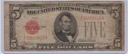 1928C U.S. $5.00 RED SEAL UNITED STATES NOTE