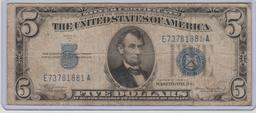 1934A U.S. $5.00 BLUE SEAL SILVER CERTIFICATE