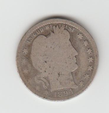 1894P SILVER BARBER QUARTER