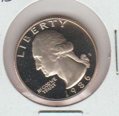 1986S PROOF WASHINGTON QUARTER