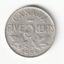 1936 CANADA FIVE CENT COIN