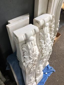Hand Carved White Marble Fireplace Mantel Set