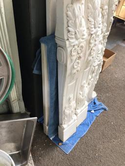 Hand Carved White Marble Fireplace Mantel Set