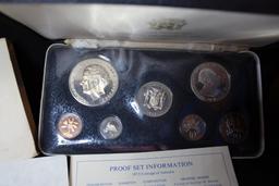 1973 Jamaica Proof Set Franklin Mint $5 Sterling Silver 7 pc Coin Blue Box COA