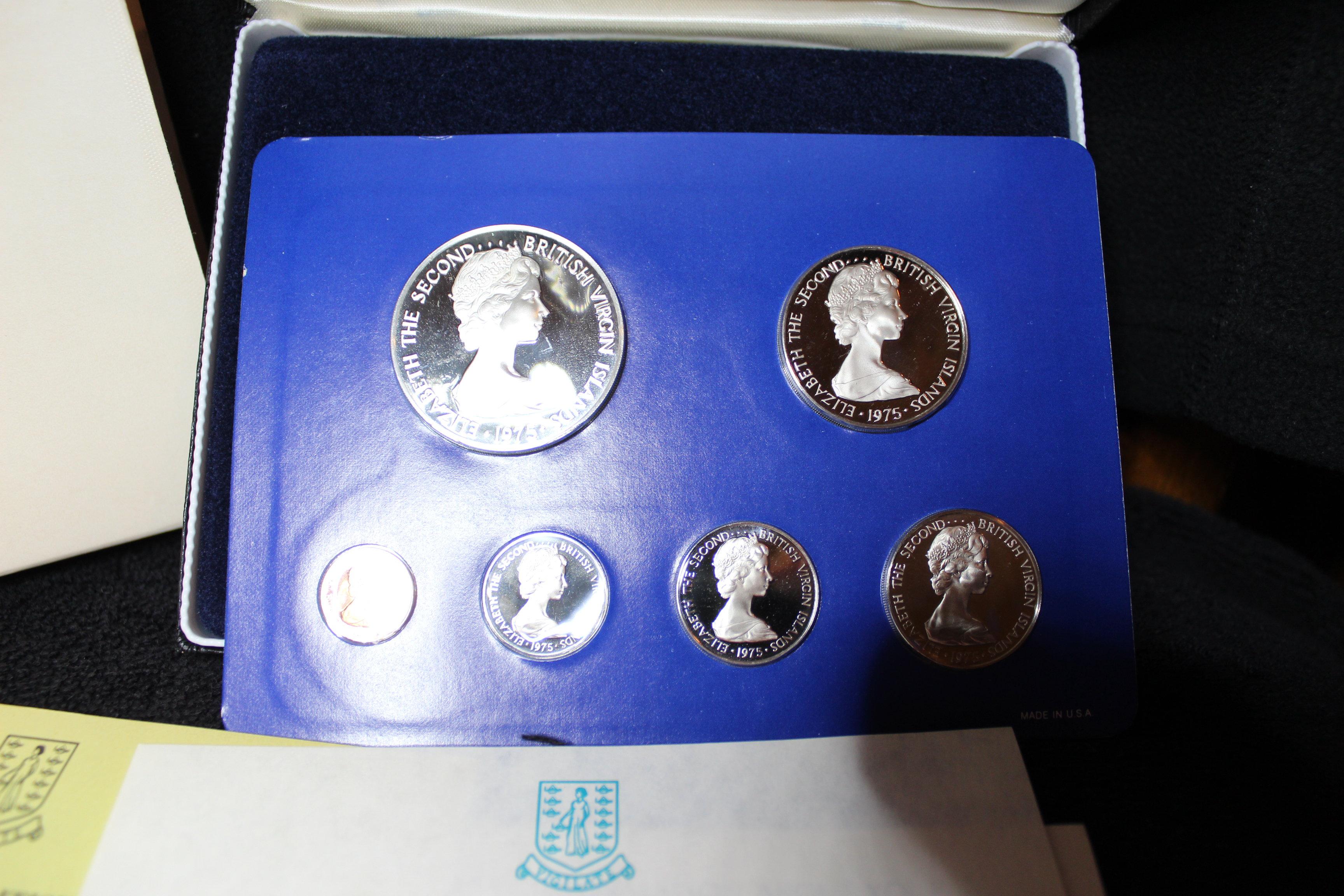 1975 British Virgin Islands Proof Set Original Sealed Sterling Silver Dollar COA