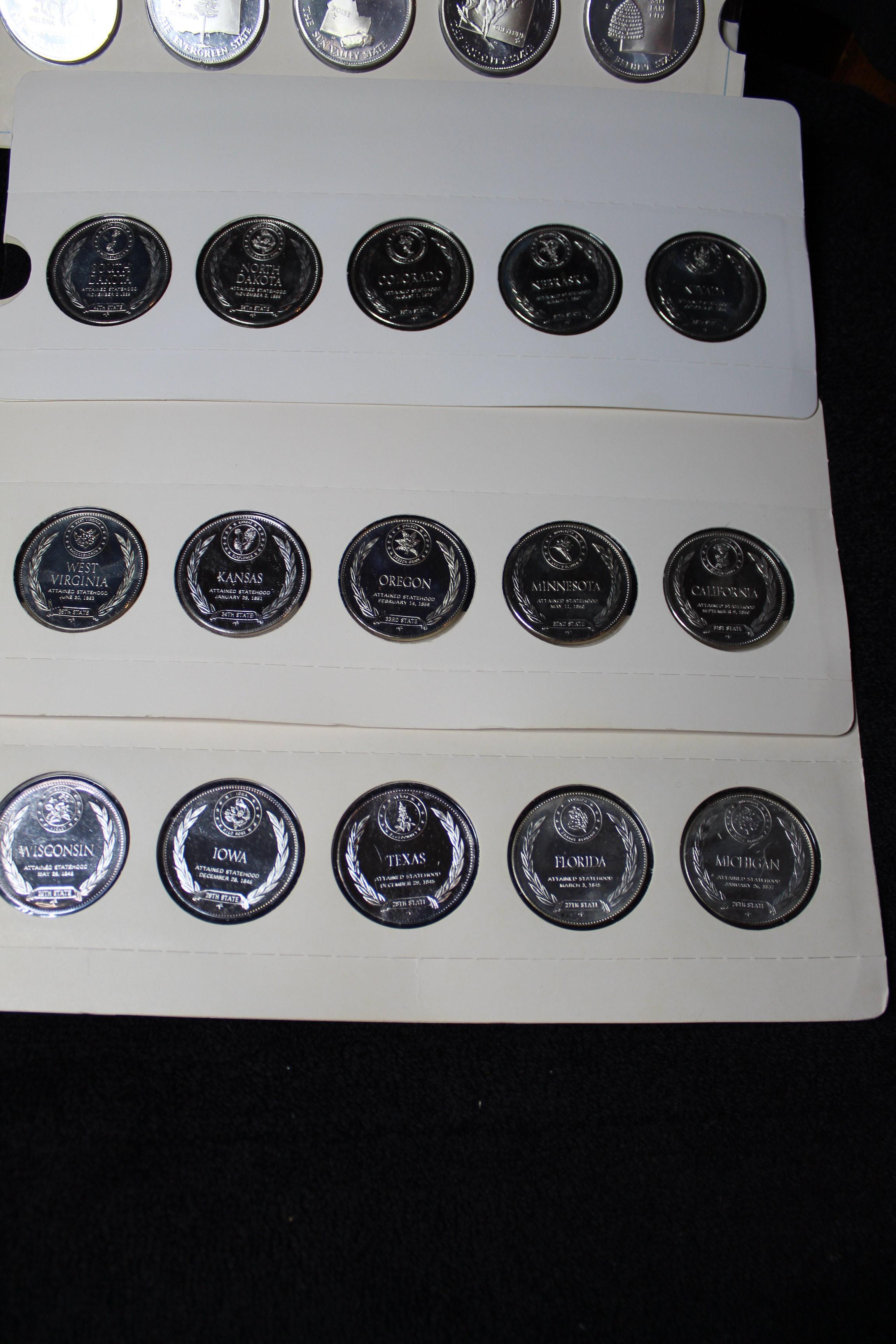 Complete Pristine Franklin Mint 'States of the Union Series' Sterling Silver 50 pc Set OGP