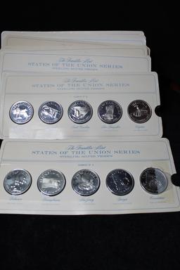 Complete Pristine Franklin Mint 'States of the Union Series' Sterling Silver 50 pc Set OGP