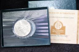 1992-s Columbus Quincentenary Commemorative Proof Half Dollar BOX & COA