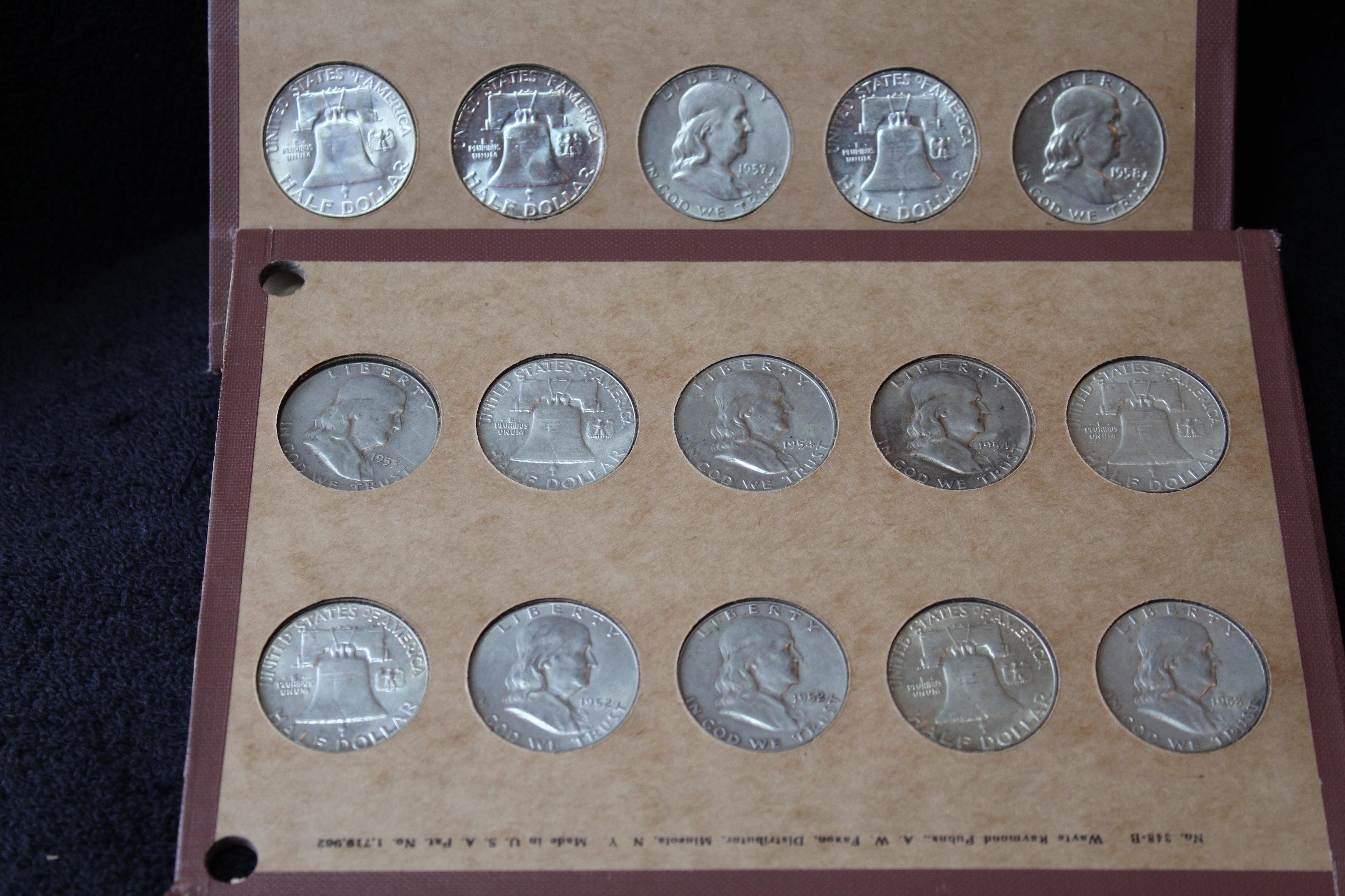 15 Franklin Halves 1952-1958 Complete -- Better Grades