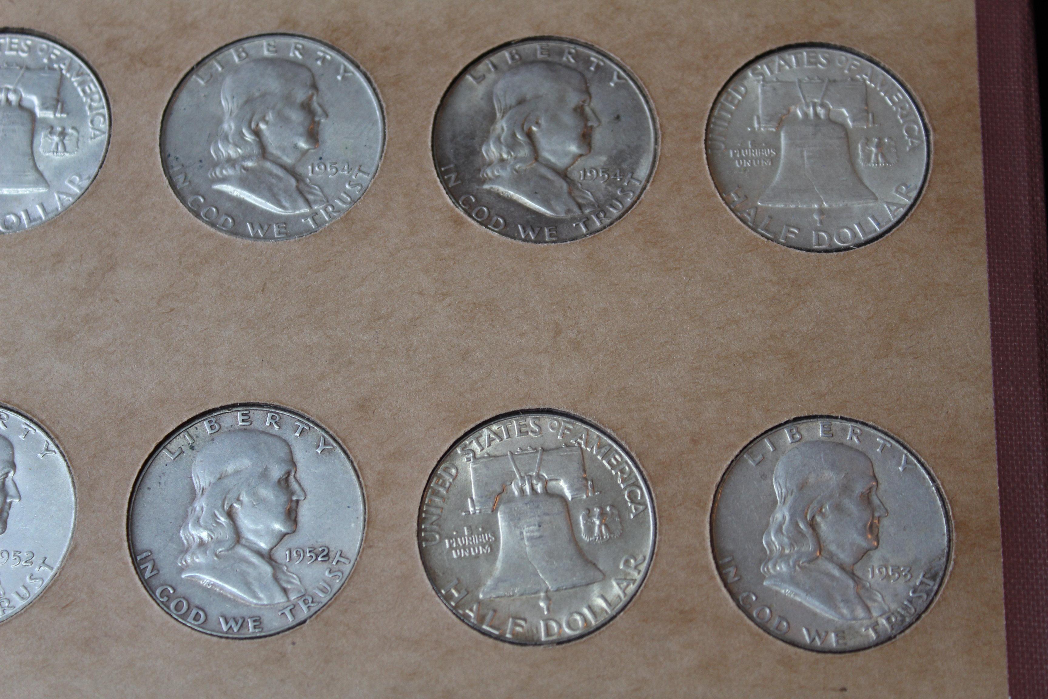 15 Franklin Halves 1952-1958 Complete -- Better Grades