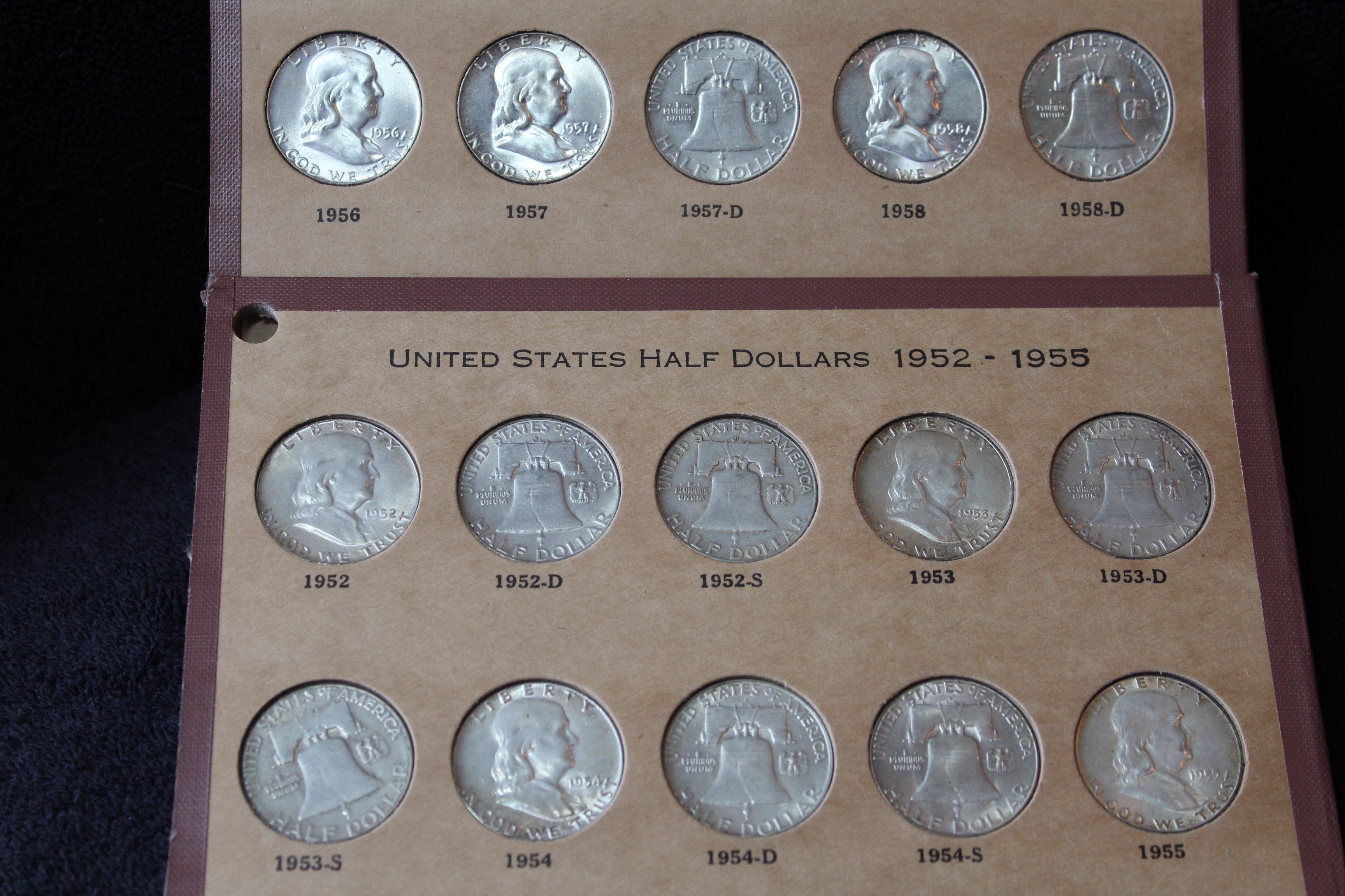 15 Franklin Halves 1952-1958 Complete -- Better Grades