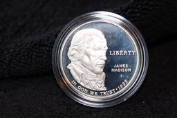 1993 James Madison Bill of Rights Silver Dollar