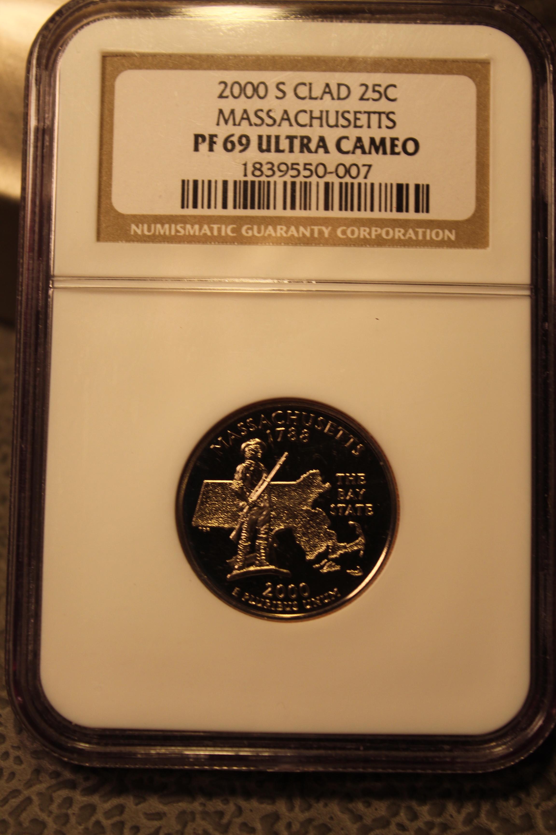 2000 S Clad Massachusetts State Quarter PF 69 ULTRA CAMEO NGC