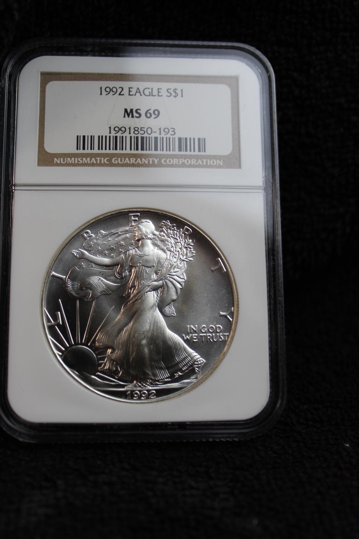 1992 1 oz. Silver American Eagle BU MS 69 NGC