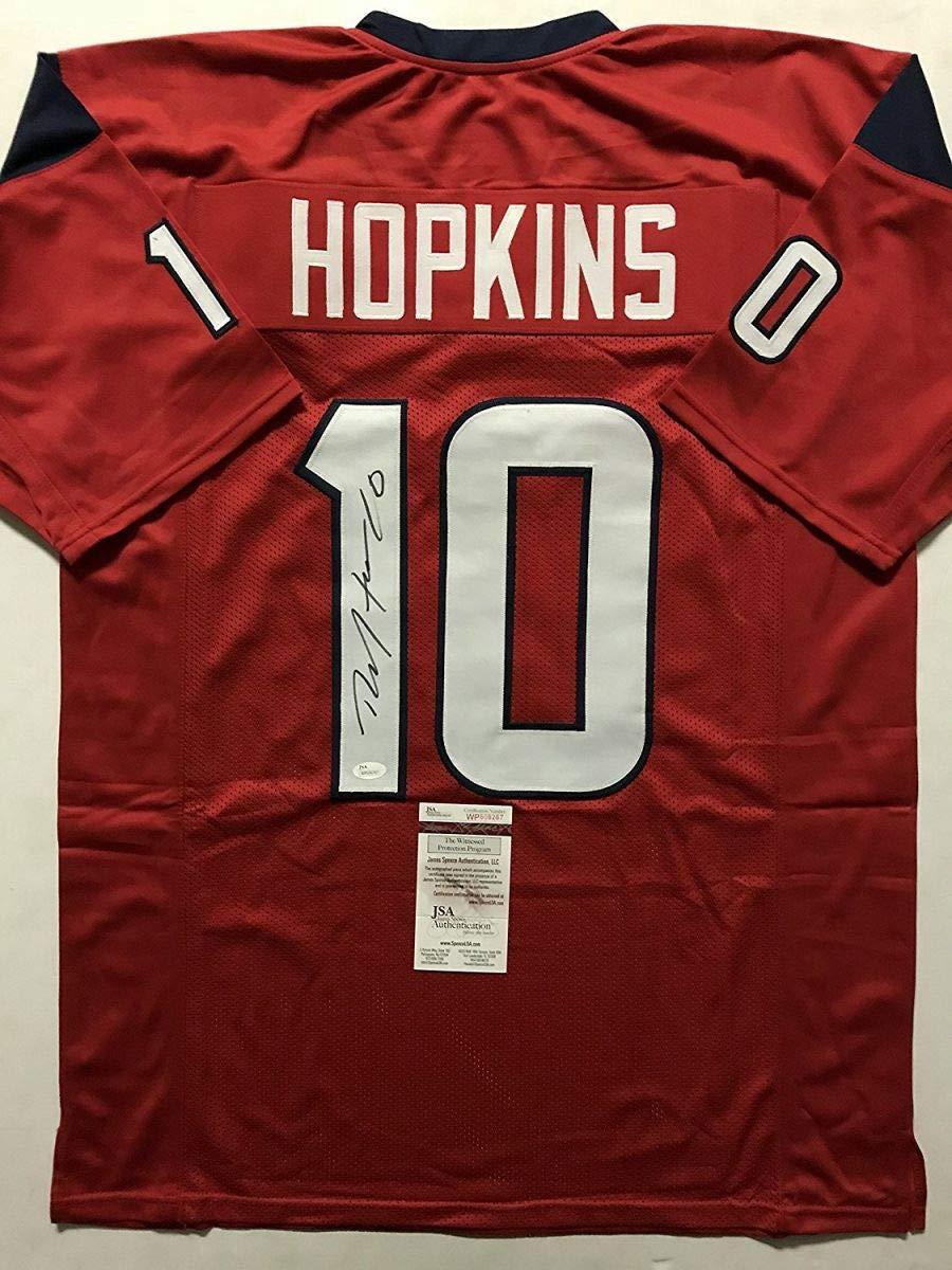 Autographed/Signed DeAndre Hopkins Houston Red Football Jersey JSA COA