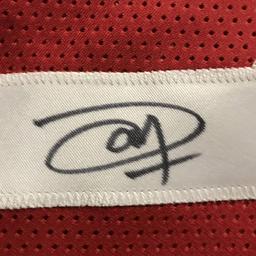 Autographed/Signed Joel Embiid Philadelphia Red Basketball Jersey JSA COA
