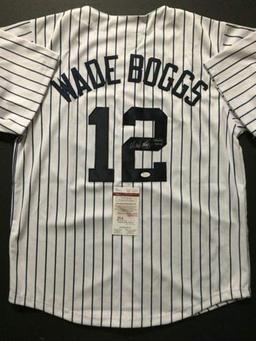 Autographed/Signed Wade Boggs"HOF 05" New York Baseball Jersey JSA COA