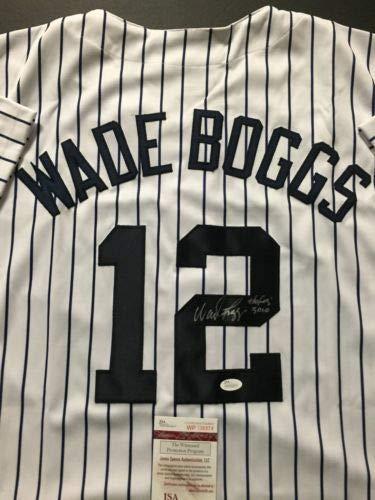 Autographed/Signed Wade Boggs"HOF 05" New York Baseball Jersey JSA COA