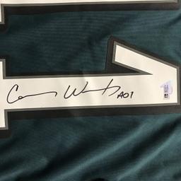 Autographed/Signed Carson Wentz Philadelphia Eagles Green Authentic Nike Game Jersey Fanatics COA
