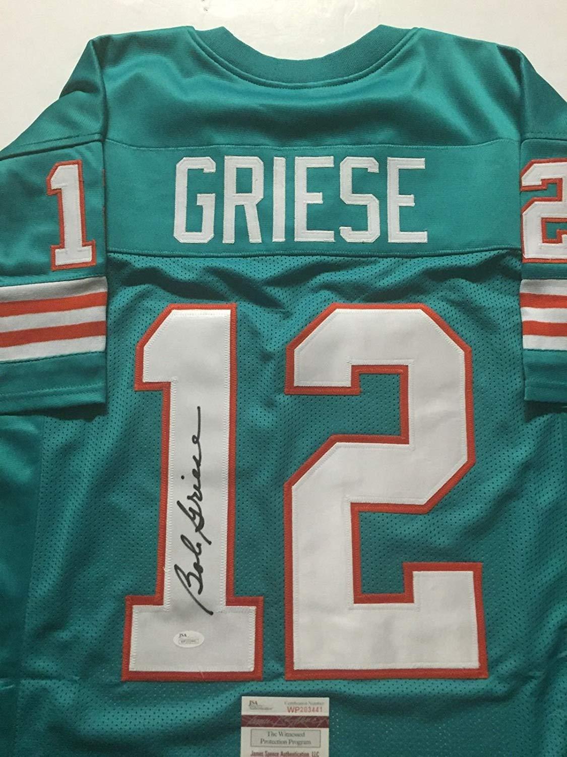 Autographed/Signed Bob Griese Miami Teal Football Jersey JSA COA